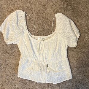 White Lace Puff Sleeve Top